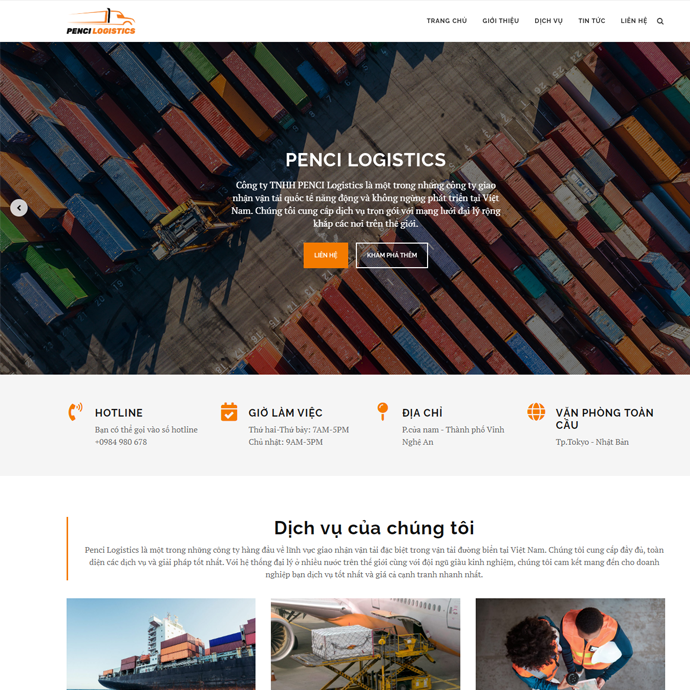 Mẫu thiết kế website dịch vụ vận chuyển quốc tế